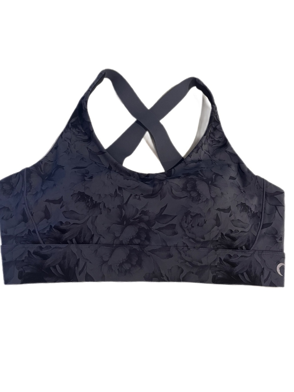 ZYIA Slate Peony Floral Cross Back lUXE Adjustable Sports Bra - NWOT